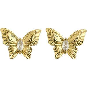 Women's Gold Crystal Cute Butterfly Stud Gold Plated Lightweight Earrings